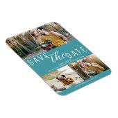 Turquoise Save the Date Wedding 3 Foto's Magneet (Rechterzijde)