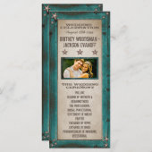 Turquoise Schuur Hout Sterren Westerne Trouwprogra Programma (Voorkant / Achterkant)