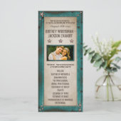 Turquoise Schuur Hout Sterren Westerne Trouwprogra Programma (Staand voorkant)