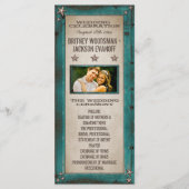 Turquoise Schuur Hout Sterren Westerne Trouwprogra Programma (Voorkant)