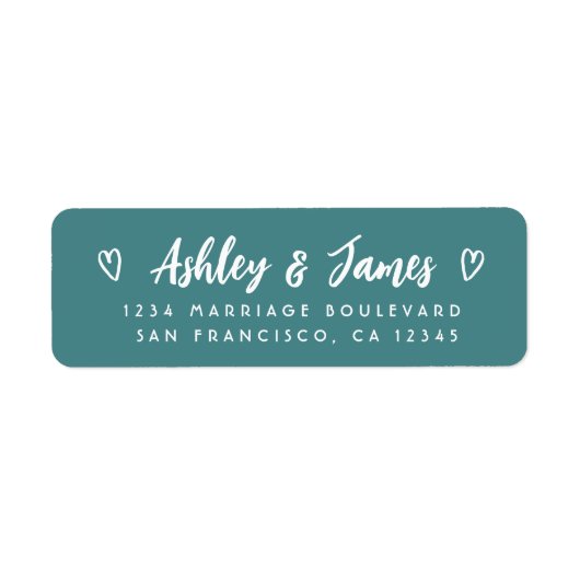 Turquoise Script Koppel Retouradres Etiket (Voorkant)