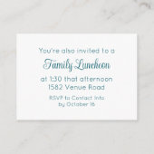 Turquoise Script Temple Sealing & Repas Invitation (Dos)