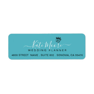 Turquoise Script Wedding Planner Etiket