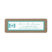 Turquoise Seahorse Burlap Beach Collectie Etiket (Voorkant)