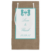 Turquoise Seahorse Burlap Beach Collectie Klein Cadeauzakje (Voorkant)