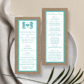 Turquoise Seahorse Burlap Beach Wedding Programme