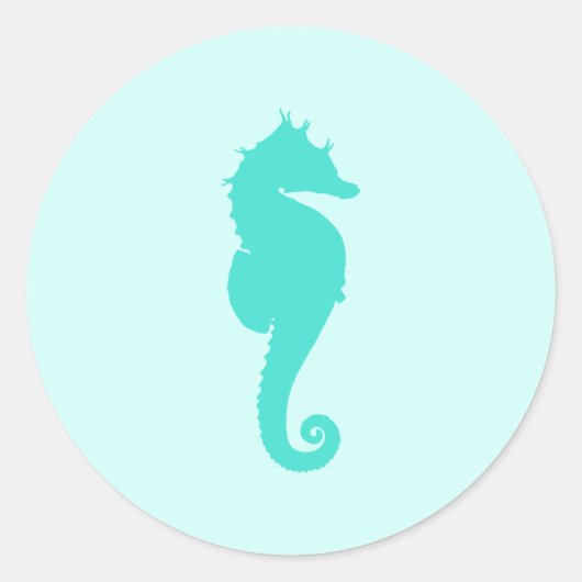 Turquoise Seahorse Ronde Sticker (Voorkant)