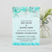 Turquoise seashell en starfish bruiloft kaart (Staand voorkant)