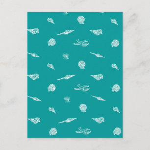 Turquoise Seashell Pattern Briefkaart