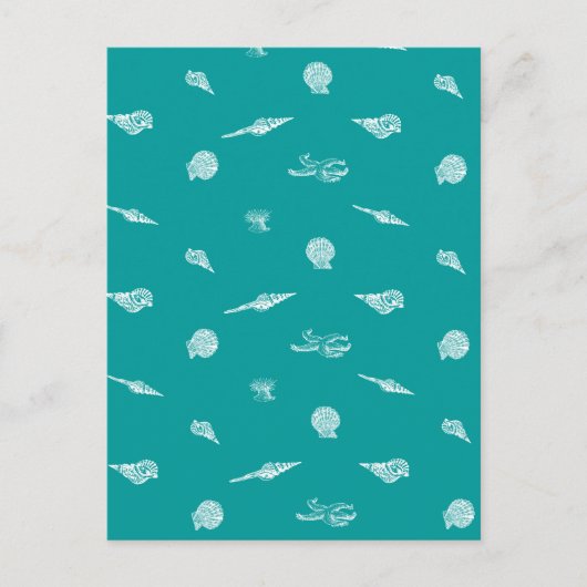 Turquoise Seashell Pattern Briefkaart (Voorkant)
