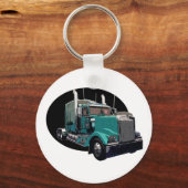 Turquoise Semi Truck Sleutelhanger (Voorkant)