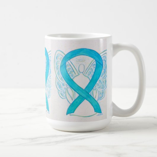 Turquoise Sensibilisation Ruban Angel Art Mug (Droite)