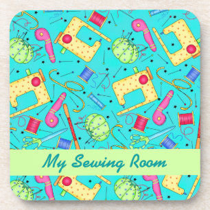 Turquoise Sewing Art Cork Onderzetter