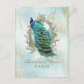 Turquoise Shabby Peacock - Briefkaart (Voorkant)