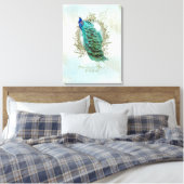 Turquoise Shabby Peacock - Gewatteerd Canvas (Insitu (Slaapkamer))
