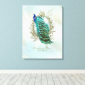 Turquoise Shabby Peacock - Gewatteerd Canvas (Insitu (Houten vloer))