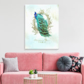 Turquoise Shabby Peacock - Gewatteerd Canvas (Insitu (Woonkamer))