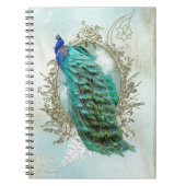 Turquoise Shabby Peacock Notitieboek (Voorkant)