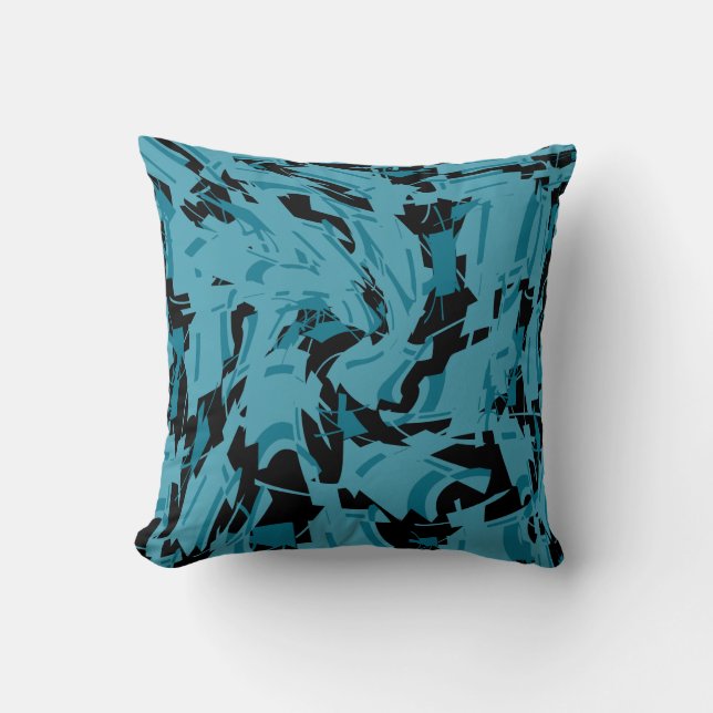 Turquoise Shades with Black Small Shapes Print Kussen (Voorkant)