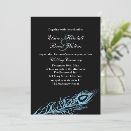 Turquoise Shake your Tail Feathers Wedding Invite Kaart (Staand voorkant)