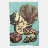 Turquoise Shell en Red Coral Collectie Theedoek (Verticaal)