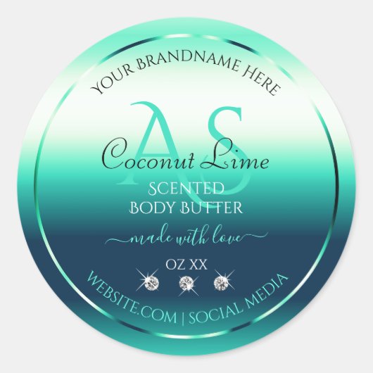 Turquoise Shimmery Produit Étiquettes Diamants et  (Devant)