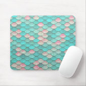 Turquoise Shiny Fish Scales Effect Pattern Muismat (Met muis)