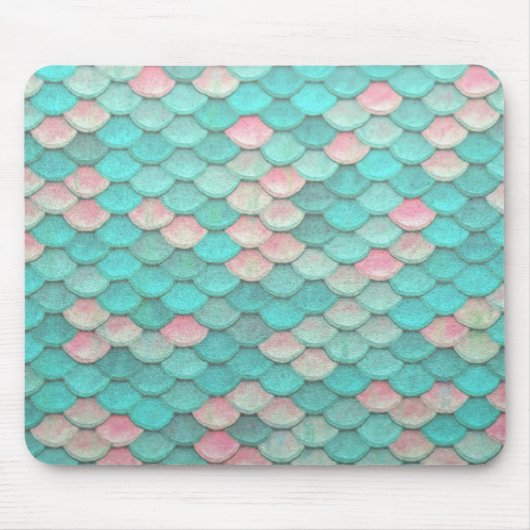 Turquoise Shiny Fish Scales Effect Pattern Muismat (Voorkant)