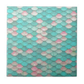 Turquoise Shiny Fish Scales Effect Pattern Tegeltje (Voorkant)