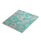 Turquoise Shiny Fish Scales Effect Pattern Tegeltje (Zijkant)