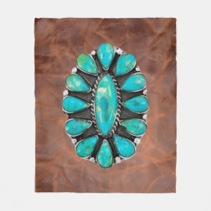 Turquoise sieraad fleece deken