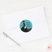 Turquoise Silhouette Bride Vrijgezellenfeest Stick Ronde Sticker (Envelop)