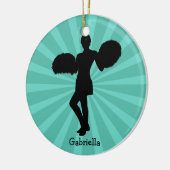 Turquoise Silhouette Pom-pom girl ornement de Noël (Gauche)