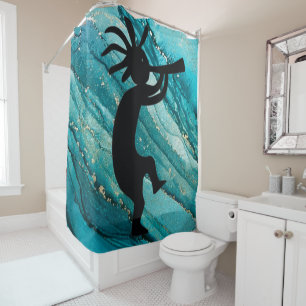 Turquoise Silhouette Turquoise Kokopelli rideau de