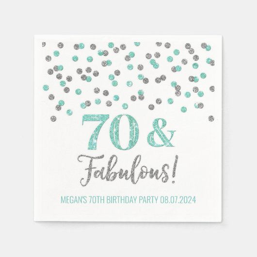Turquoise Silver Confetti 70 & Fabulous Servet (Voorkant)