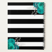Turquoise Silver Floral Monogramme Black Stripes 2 (Dos)