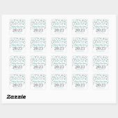 Turquoise Silver Happy 2023 Vierkante Sticker (Vel)