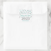 Turquoise Silver Happy 2023 Vierkante Sticker (Tas)