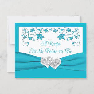 Turquoise, Silver Love Hearts Bridal Recipe Kaart