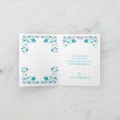 Turquoise, Silver Love Hearts Carte de remerciemen (Intérieur)