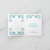 Turquoise, Silver Love Hearts Carte de remerciemen (Intérieur)