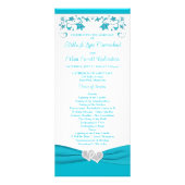 Turquoise, Silver Love Hearts Programme de mariage (Devant)