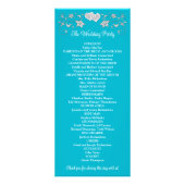 Turquoise, Silver Love Hearts Programme de mariage (Dos)