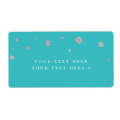 Turquoise & Silver Modern Dots Party Étiquette (Devant)