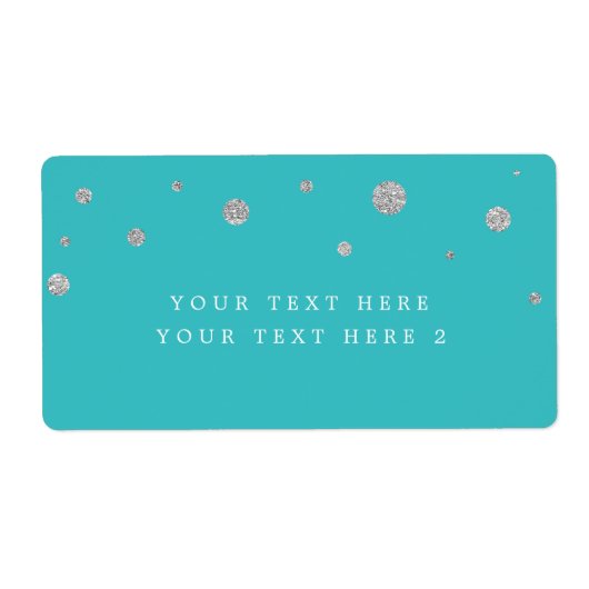 Turquoise & Silver Modern Dots Party Étiquette (Devant)