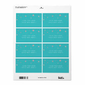 Turquoise & Silver Modern Stippen Party Pakketlabe Etiket (Full Sheet)