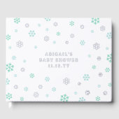Turquoise Silver Snowflakes Hiver Baby shower neut (Recto)