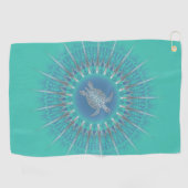 Turquoise Silver Turtle Mandala Maritime Golfhanddoek (Horizontaal)