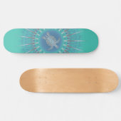Turquoise Silver Turtle Mandala Skateboard (Horizontaal)