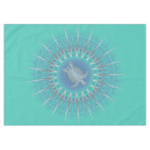 Turquoise Silver Turtle Mandala Tafelkleed (Voorkant (Horizontaal))